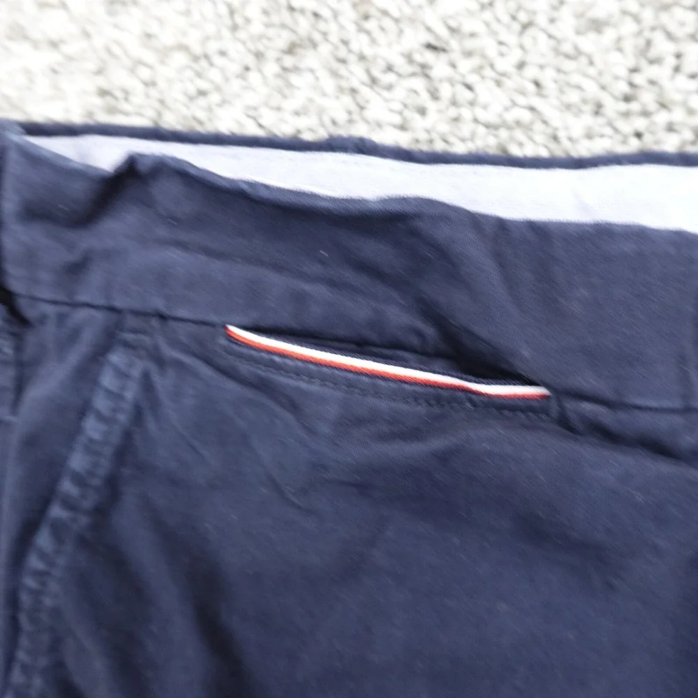Tommy Hilfiger Shorts Mens 38 Blue Flag Chino Bermuda Casual Preppy Stretch Golf